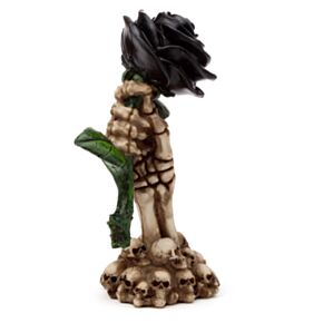 Totenkopf Hand hält schwarze Rose Ornament