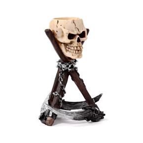 Totenkopf Teelicht mt Sensenstativ 
