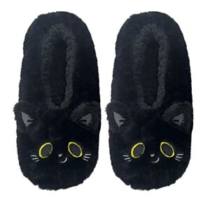 Lucky the Black Cat Katze rutschfeste Plüsch-Hausschuhe Größe 39-41 EU