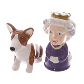 Queen und Corgi Keramik Salz- & Pfefferstreuer Set