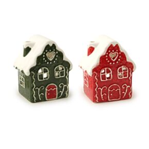 Weihnachten Lebkuchenhaus Teelichthalter  - Rot & Grün