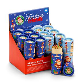 Festive Friends Weihnachten Stiftebox mit 12 Buntstiften