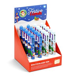 Festive Friends Weihnachten Mehrfarbiger Kugelschreiber (6 Farben) 