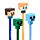Minecraft Chibi Radierbarer Kugelschreiber mit Minecraft-Silikon-Topper 4er-Set